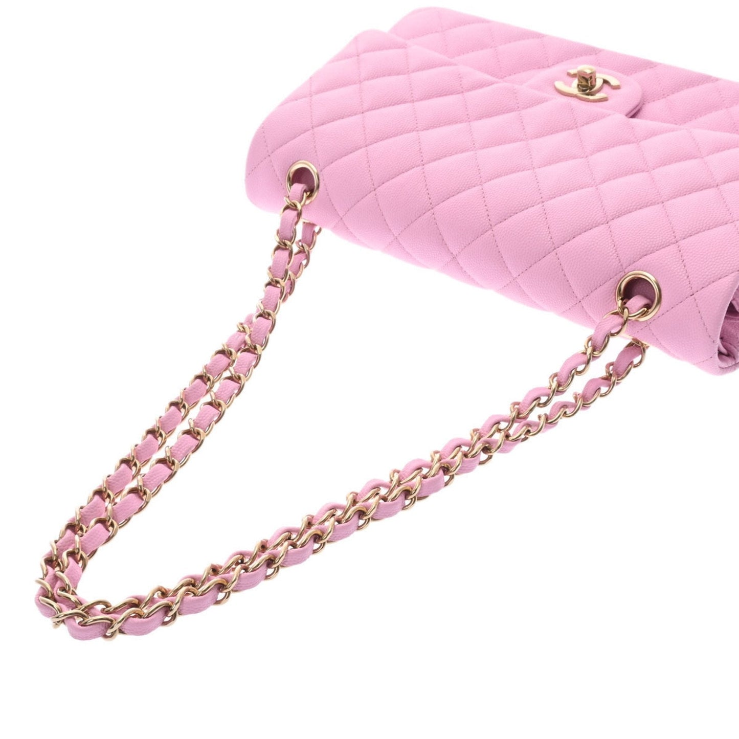 CHANEL matelasse W flap chain shoulder 25 pink ladies caviar skin bag