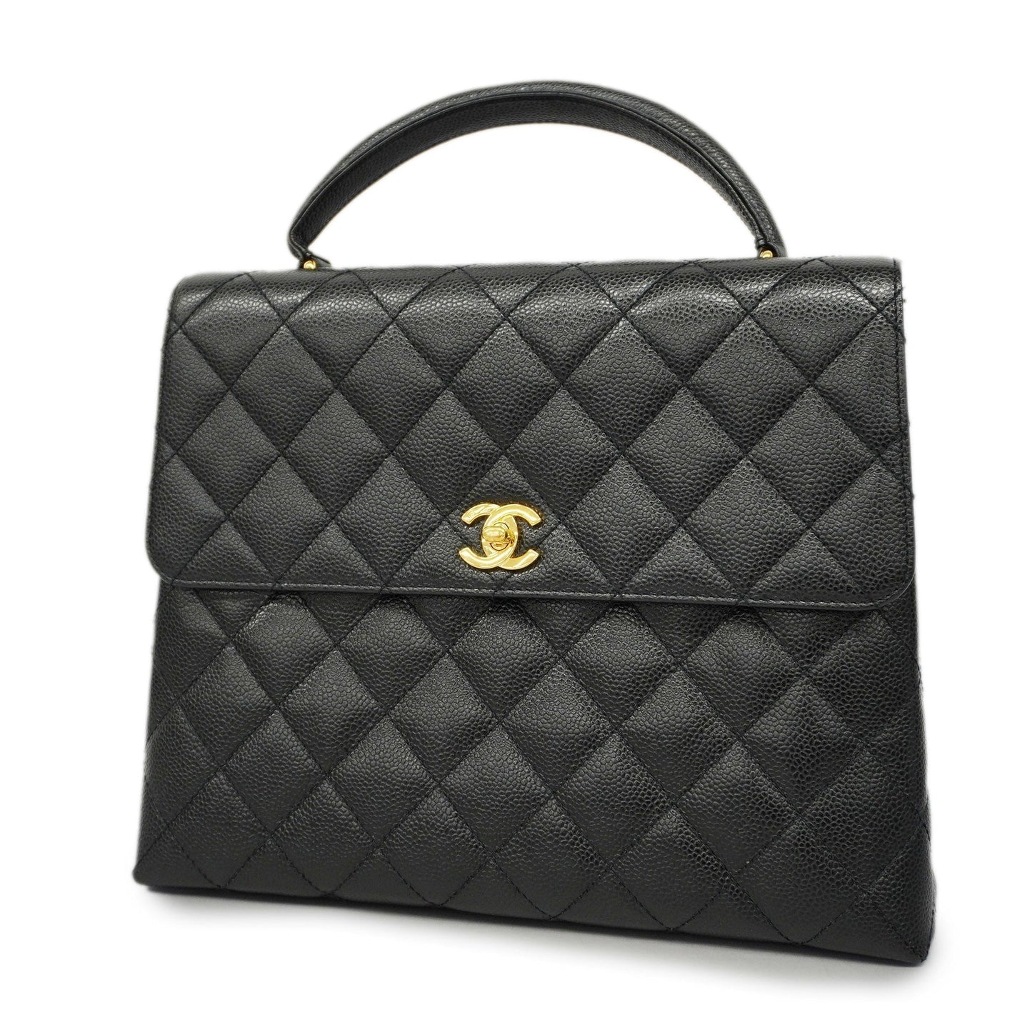 CHANEL[3ca0422]  handbag Matelasse caviar skin black gold metal