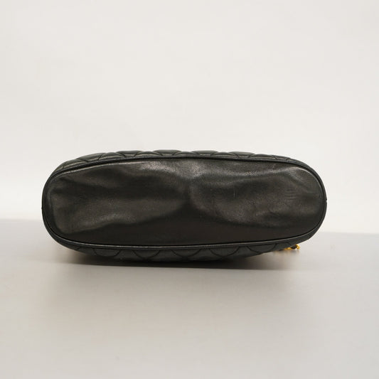 CHANEL  Matelasse Chain Shoulder With Fringes Leather Shoulder Bag Black