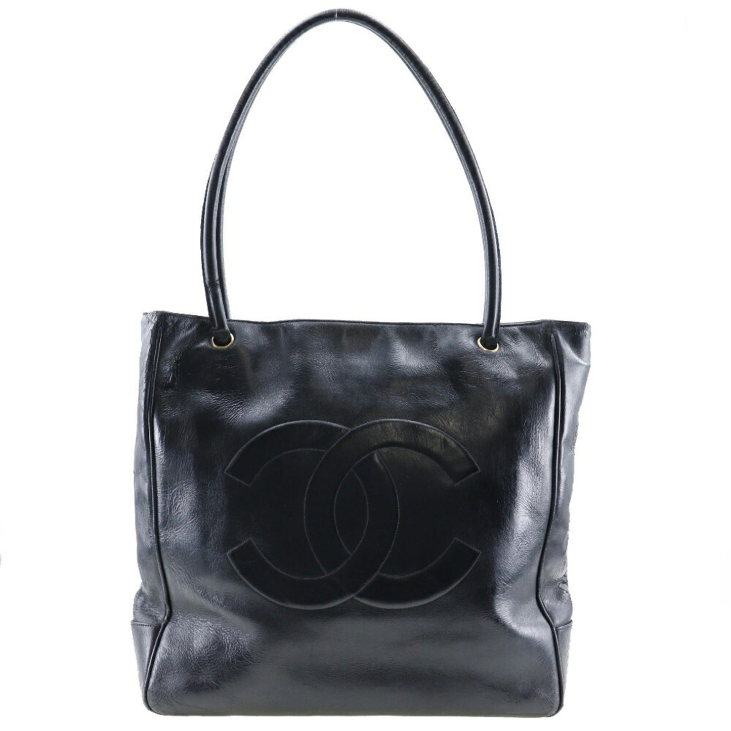 Luxury Chanel COCO Mark Tote Bag Calf Black Shoulder A4 Magnetic Type Ladies