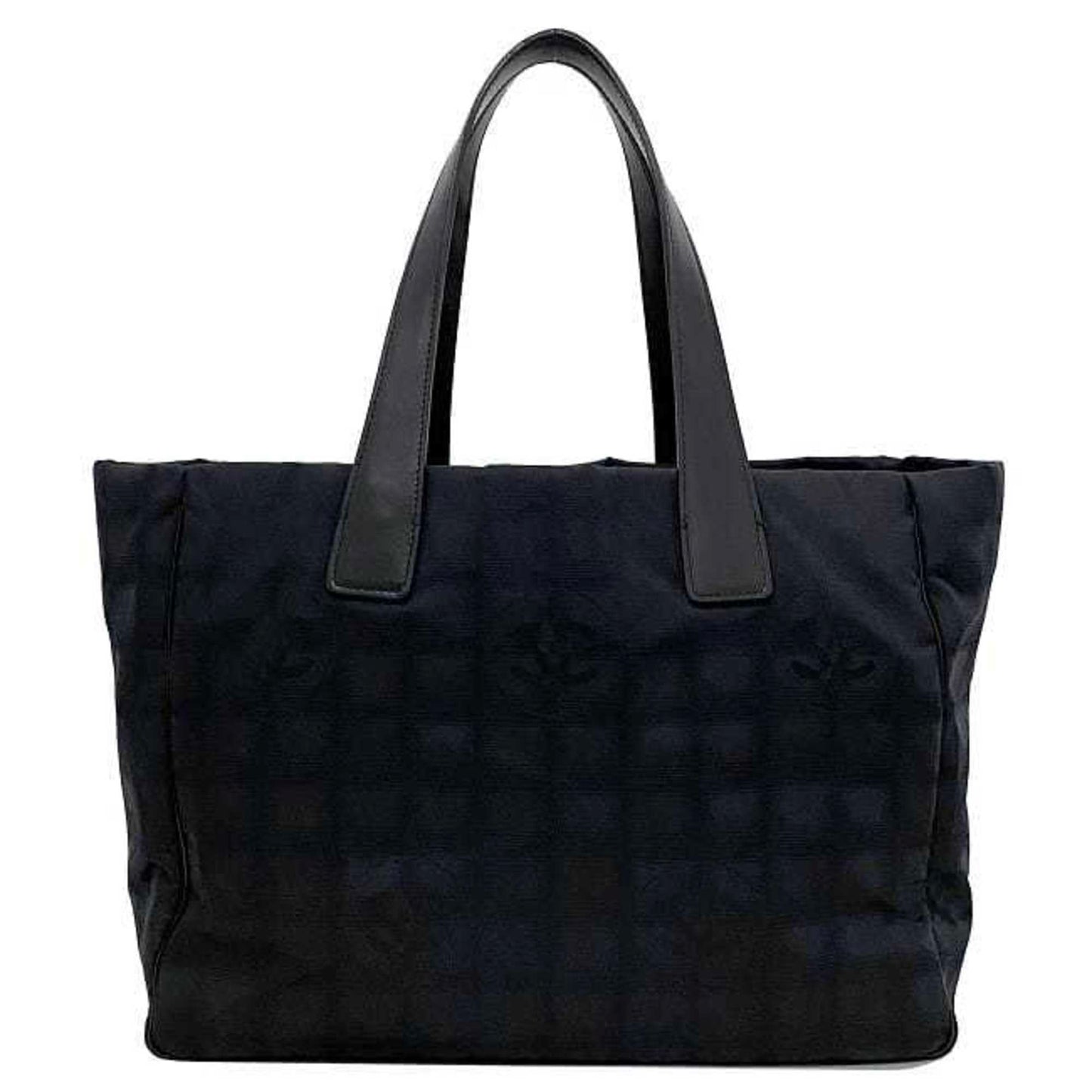 Luxury Chanel MM Black New A15991 Nylon Leather 9th  Nutra Coco Mark Women's Tote Handbag