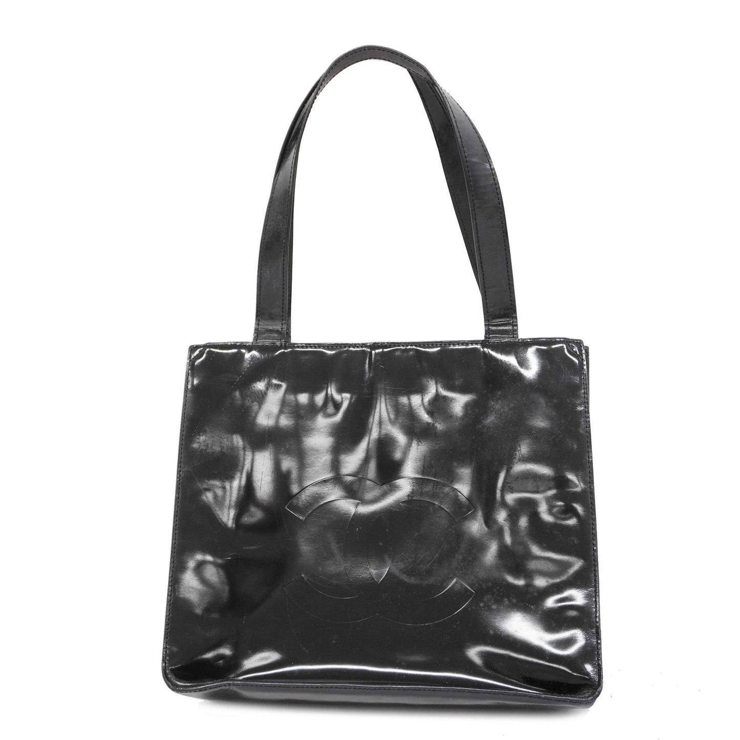 CHANEL[3cc2423]  tote bag patent leather black silver metal