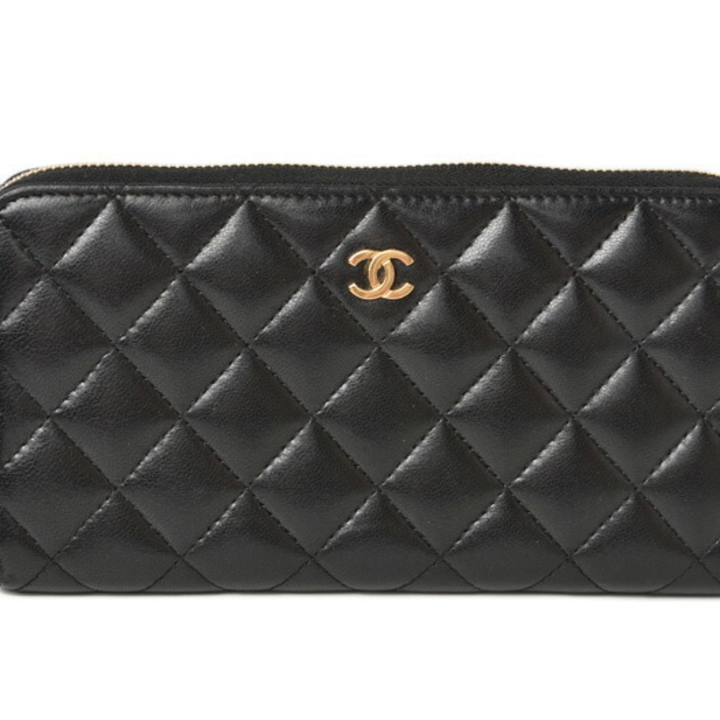 Luxury Chanel Wallet A50097  Long Round Zipper Timeless Classic Matelasse Lambskin Black Bordeaux