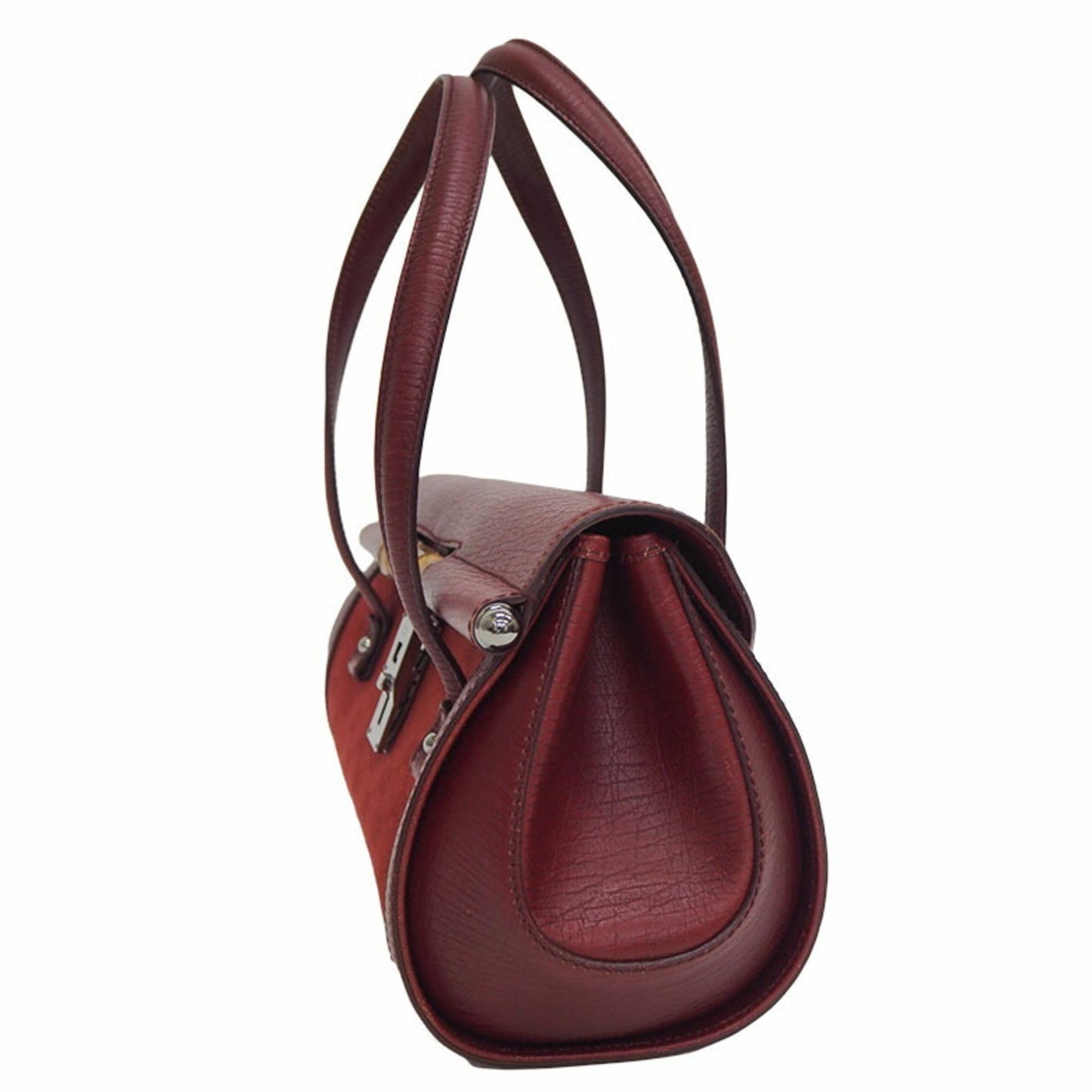 Luxury Gucci 111713 GG canvas bamboo handbag red tubular shoulder