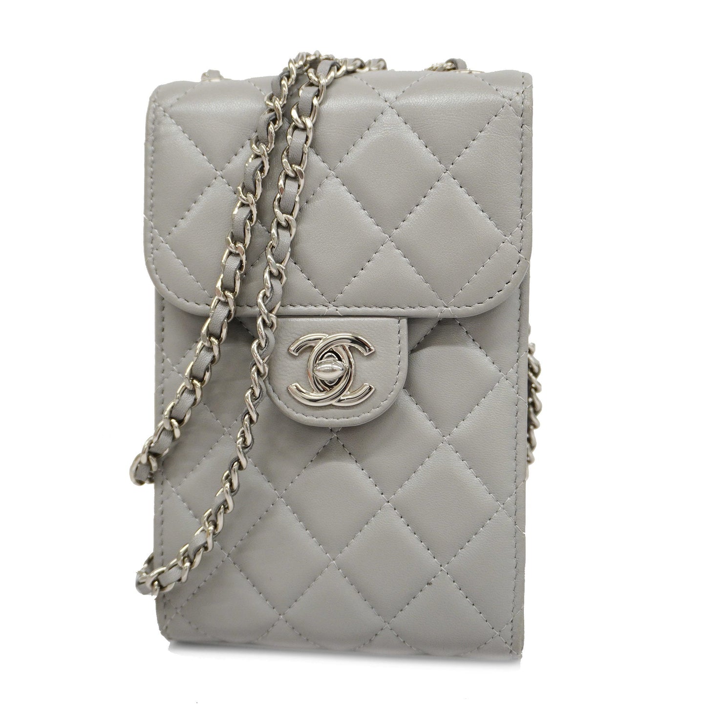 CHANEL[3bd5059]   Shoulder Bag Matelasse Chain Shoulder Lambskin Gray Silver metal