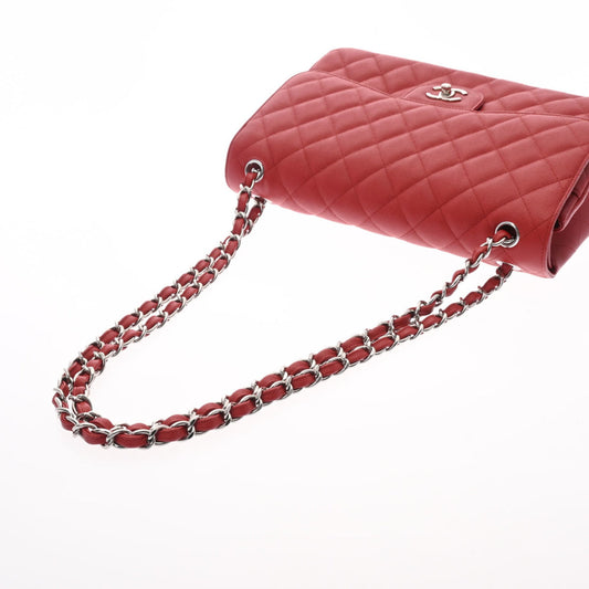 CHANEL matelasse double flap chain shoulder 30 red ladies caviar skin bag