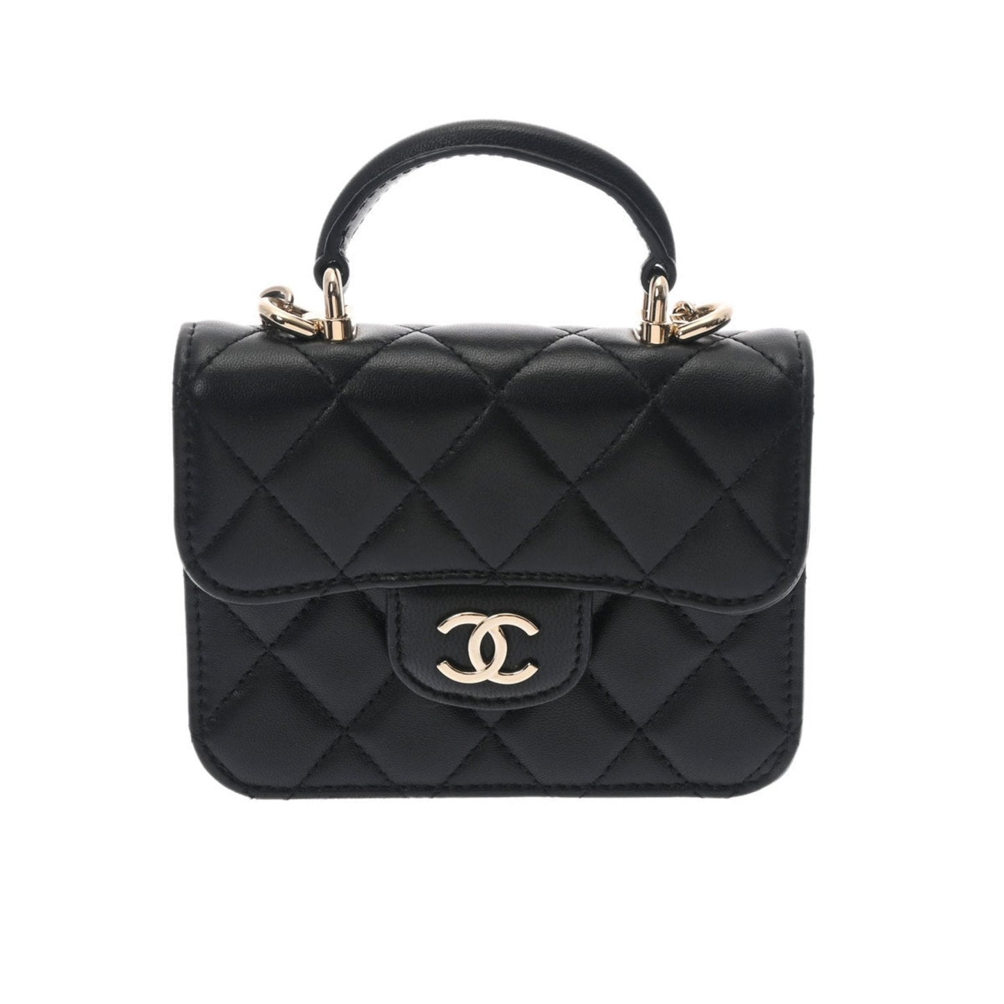 Luxury Chanel matelasse chain shoulder black ladies lambskin bag
