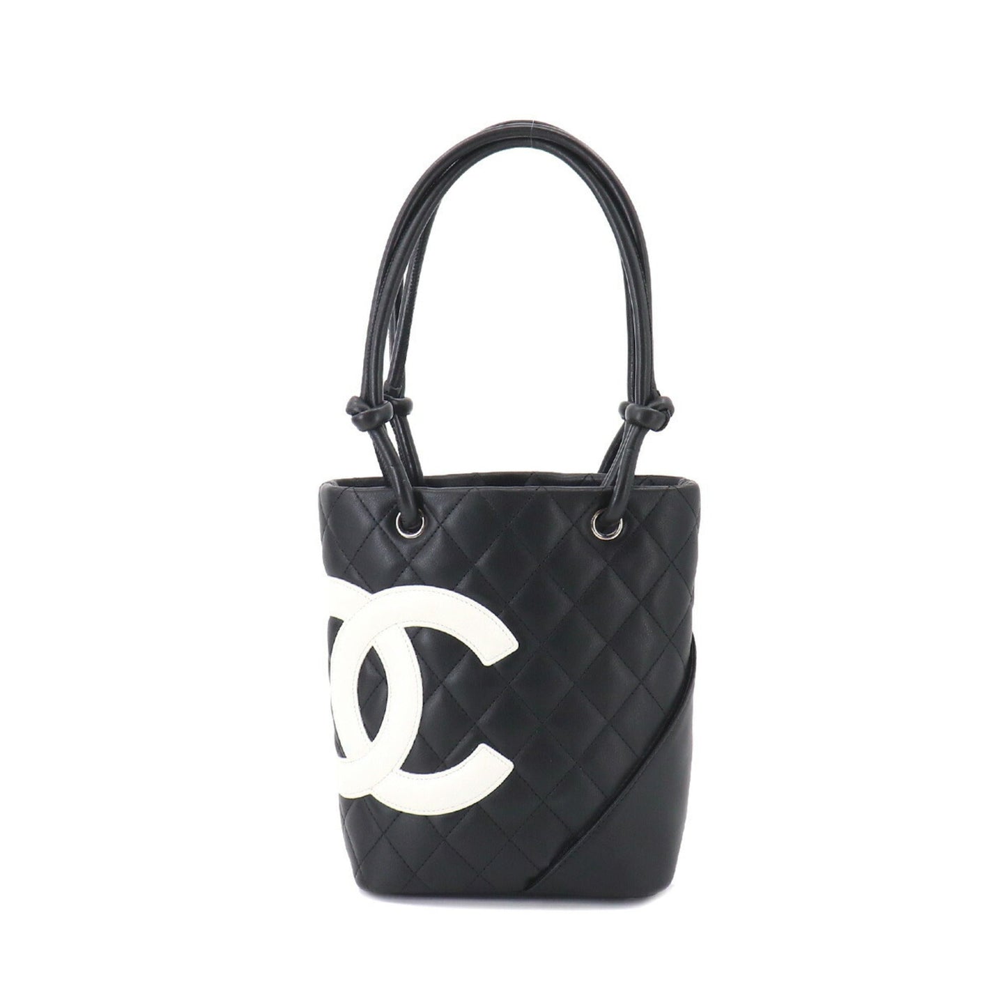 Luxury Chanel cambon line small tote bag leather black white A25166 vintage Cambon Line Small Tote Bag