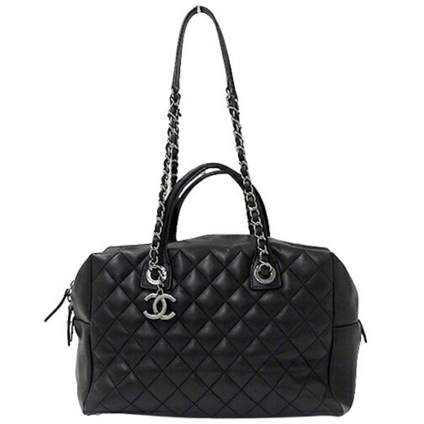 Luxury Chanel bag matelasse lady's tote handbag 2way leather black