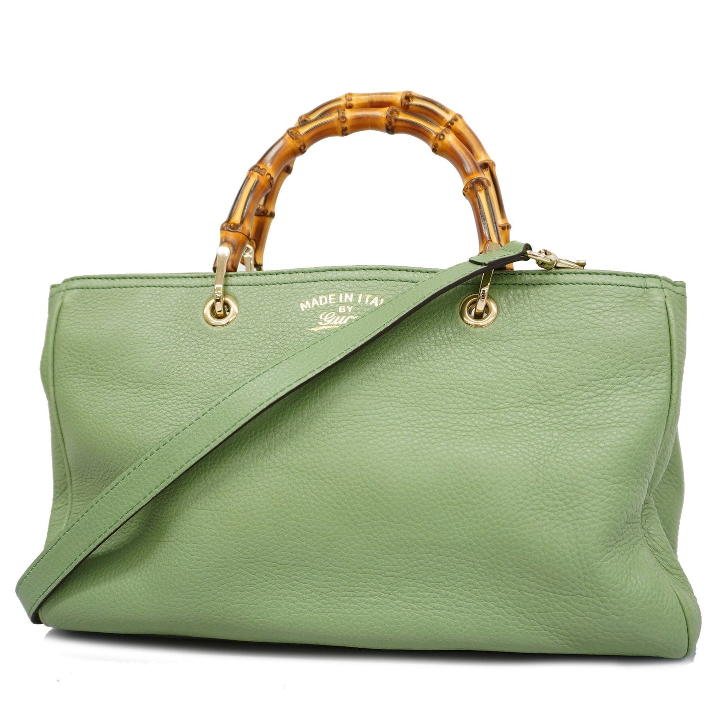 Luxury Gucci  Bamboo 2way Bag 323660 Leather Handbag,Shoulder Bag Light Green
