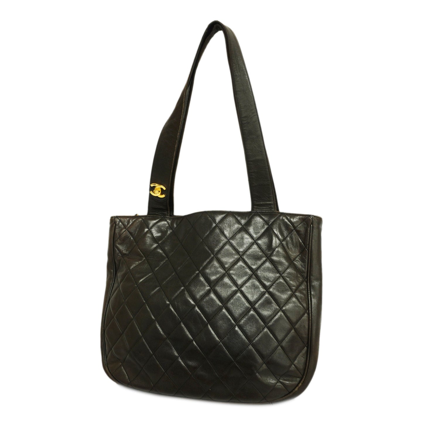 CHANEL  Matelasse Lambskin Women's Leather Shoulder Bag Black