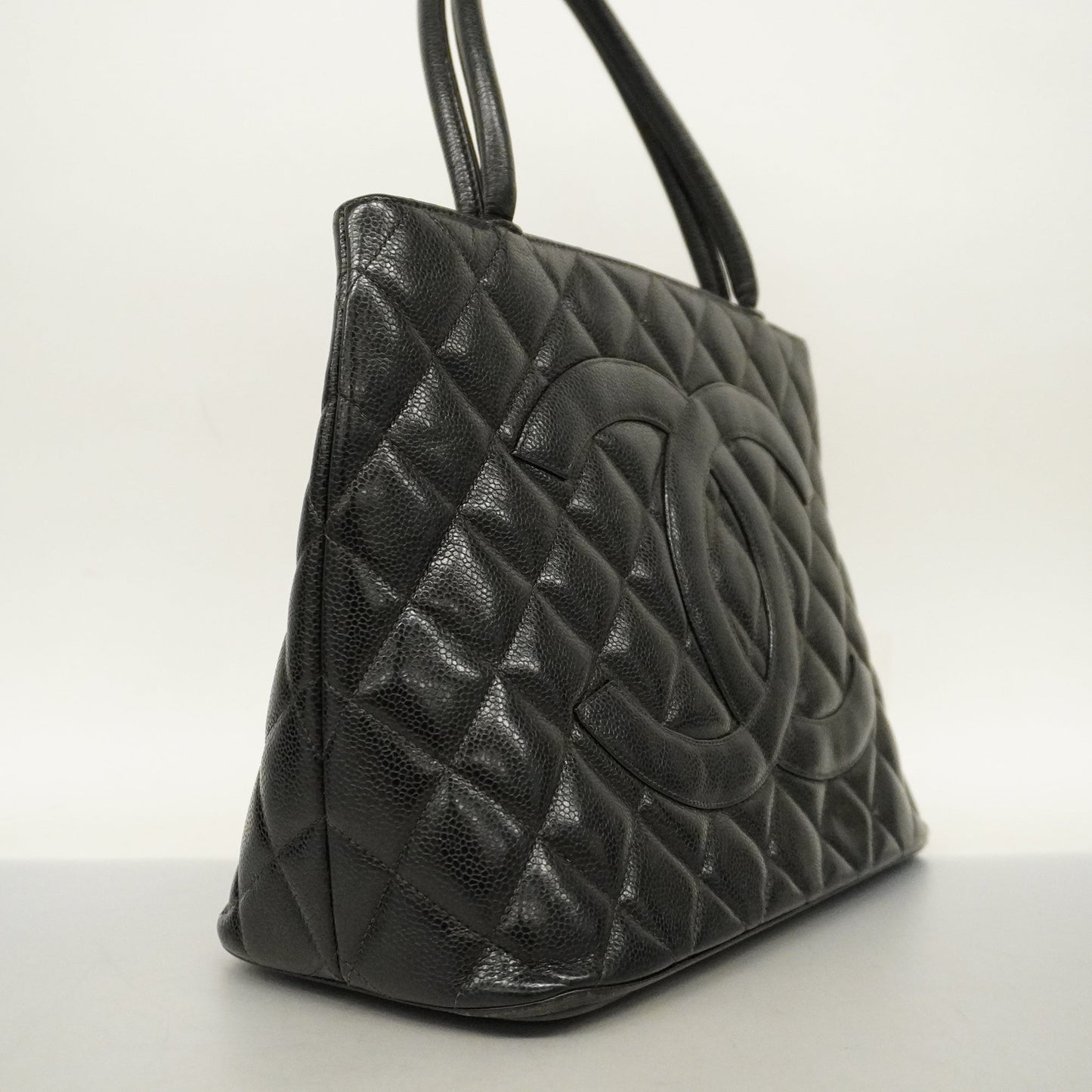 CHANELAuth  Reprint Tote Women's Caviar Leather Tote Bag Black