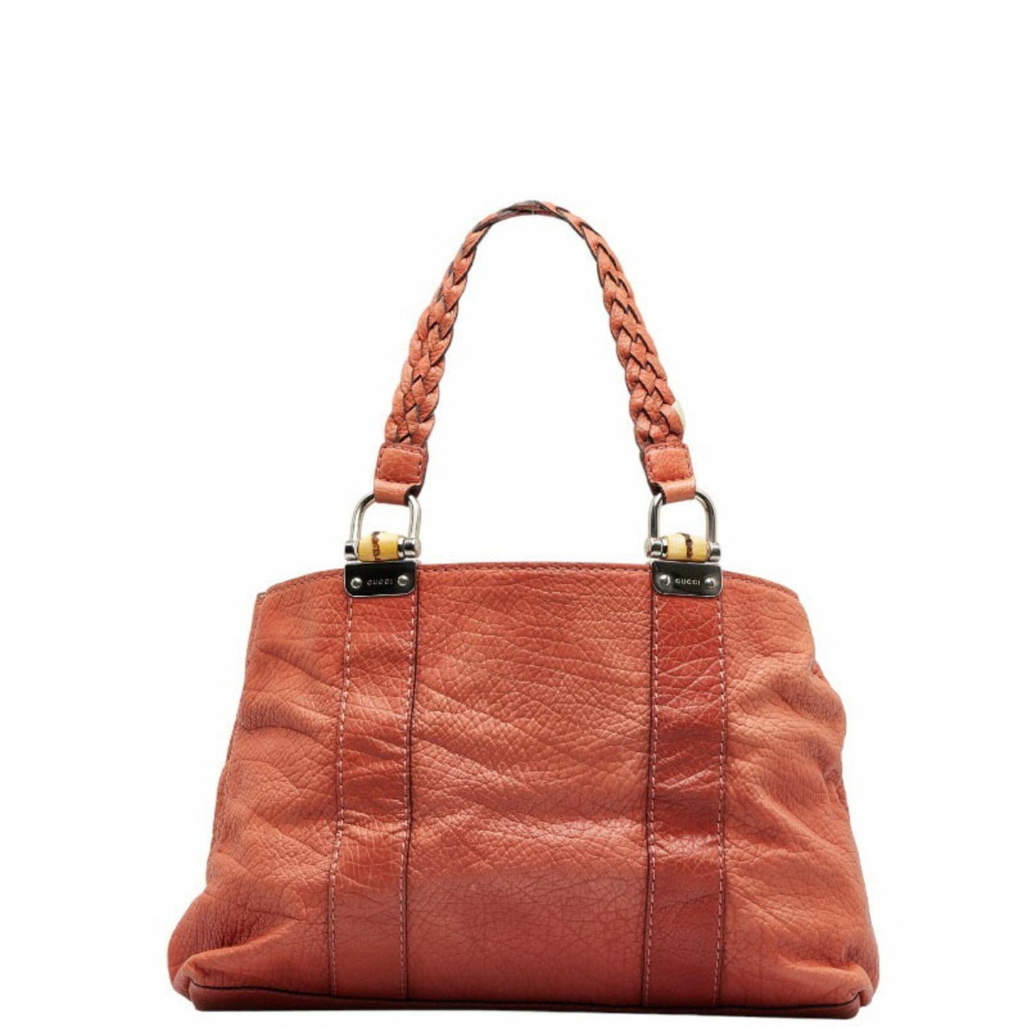 Luxury Gucci bamboo handle handbag tote bag 232947 orange leather ladies