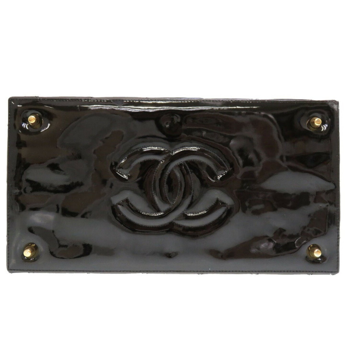 Luxury Chanel Matelasse Enamel Black Cocomark Turnlock Vanity Bag