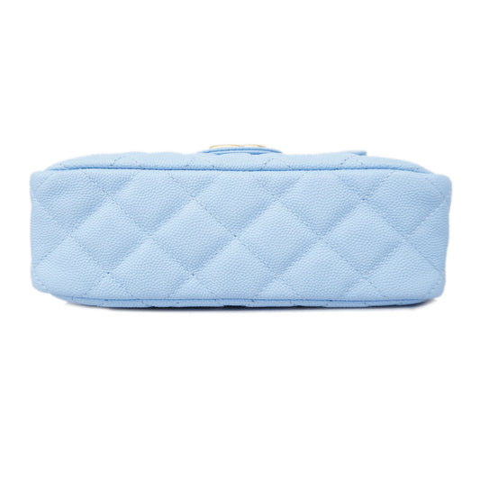 CHANEL  Matelasse Chain Shoulder Women's Caviar Leather Light Blue