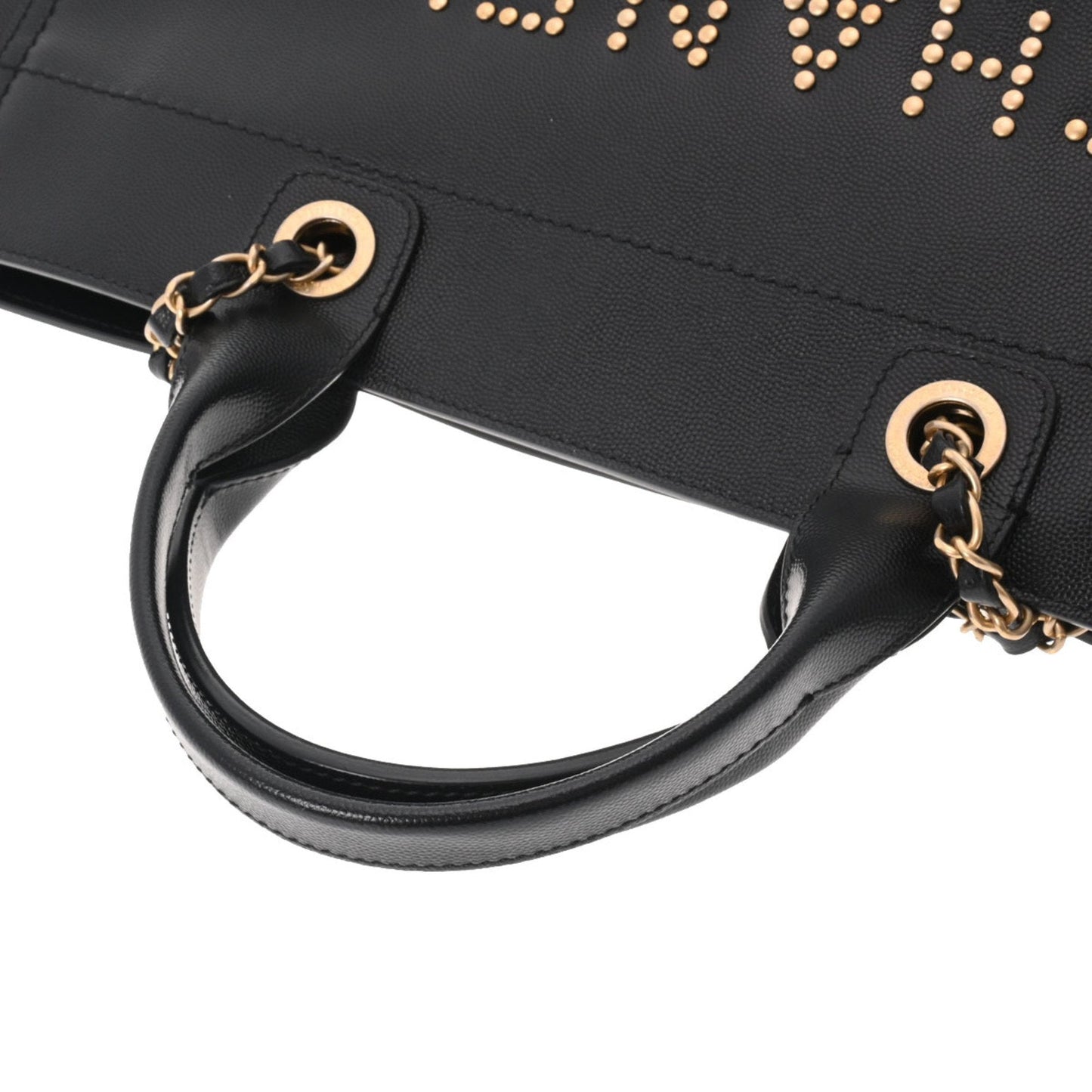 Luxury Chanel Deauville Studded Tote Black A57067 Ladies Caviar Skin Bag