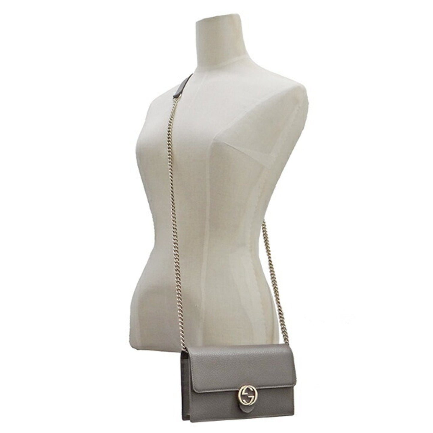 Luxury Gucci Trending 2025 bag ladies interlocking shoulder leather chain gray