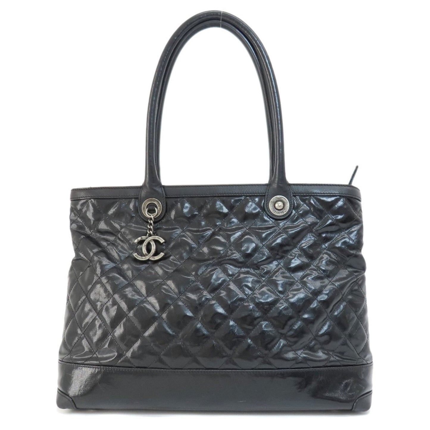 Luxury Chanel matelasse tote bag patent leather ladies