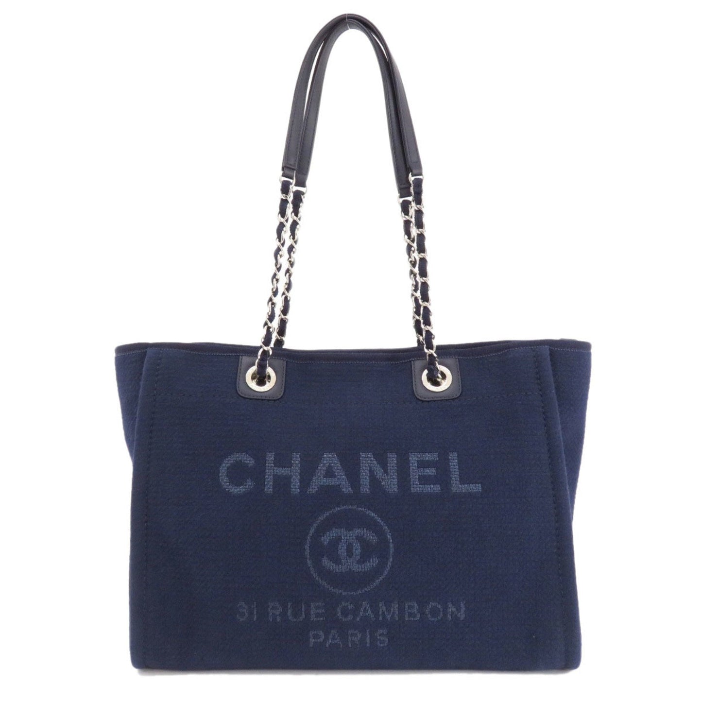 Luxury Chanel Deauville Coco Mark Tote Bag Canvas Ladies