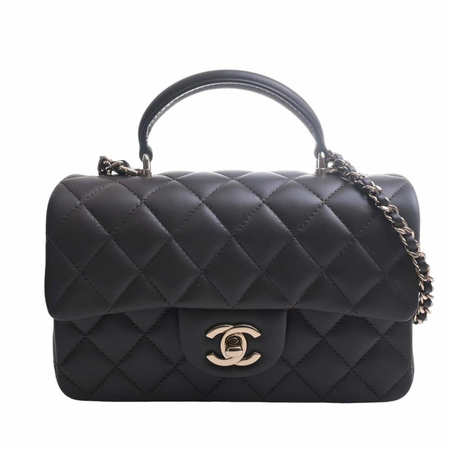 Luxury Chanel Lambskin Matelasse Coco Mark Chain Shoulder Bag Brown Women's