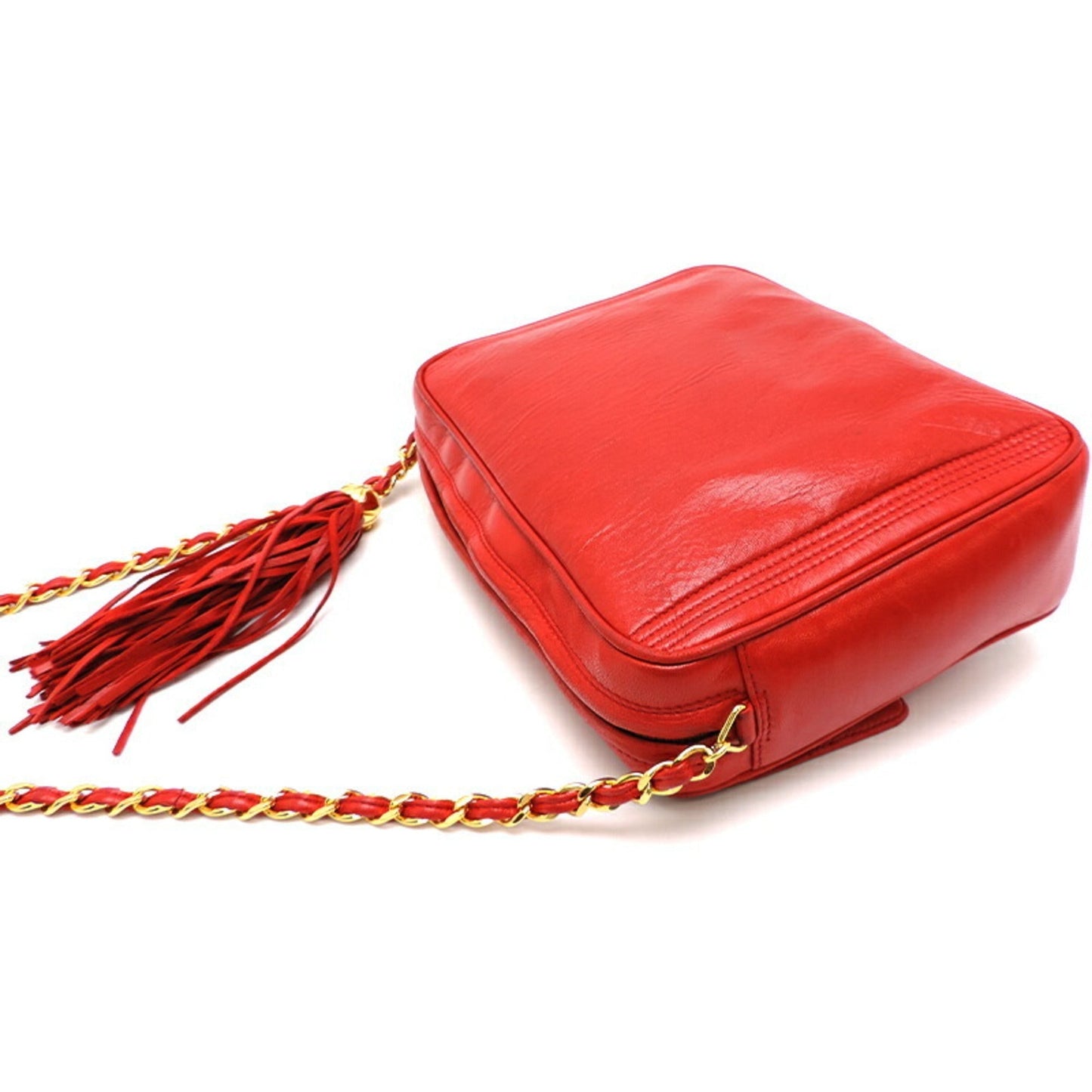 Luxury Chanel shoulder ladies bag lambskin red ×