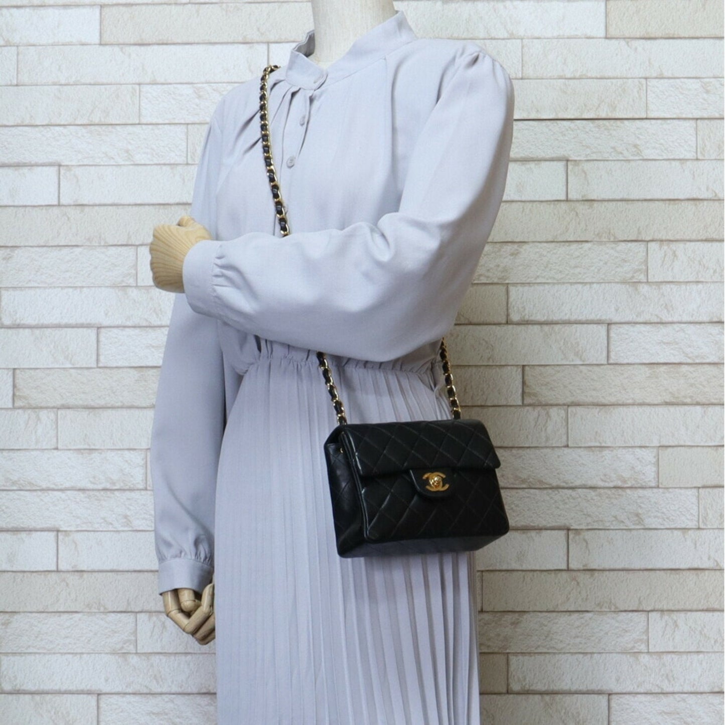 Luxury Chanel Chain Matelasse Shoulder Bag Lambskin Black Women's