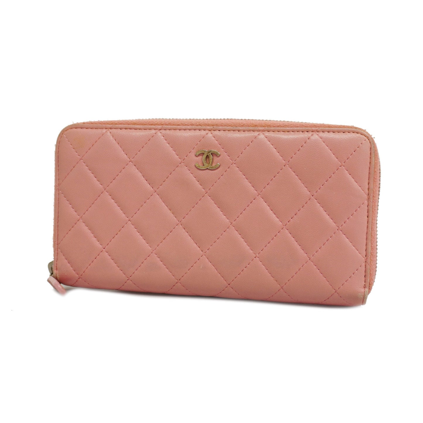 Luxury Chanel  Matelasse Long Wallet With Silver Metal Fittings Women's Lambskin