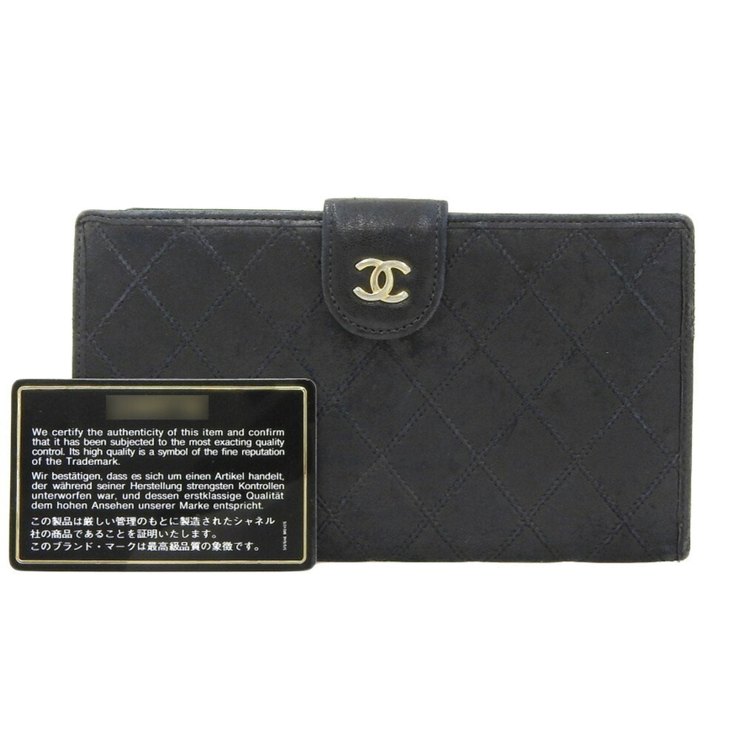 Luxury Chanel Coco Mark bicolore with long wallet leather black