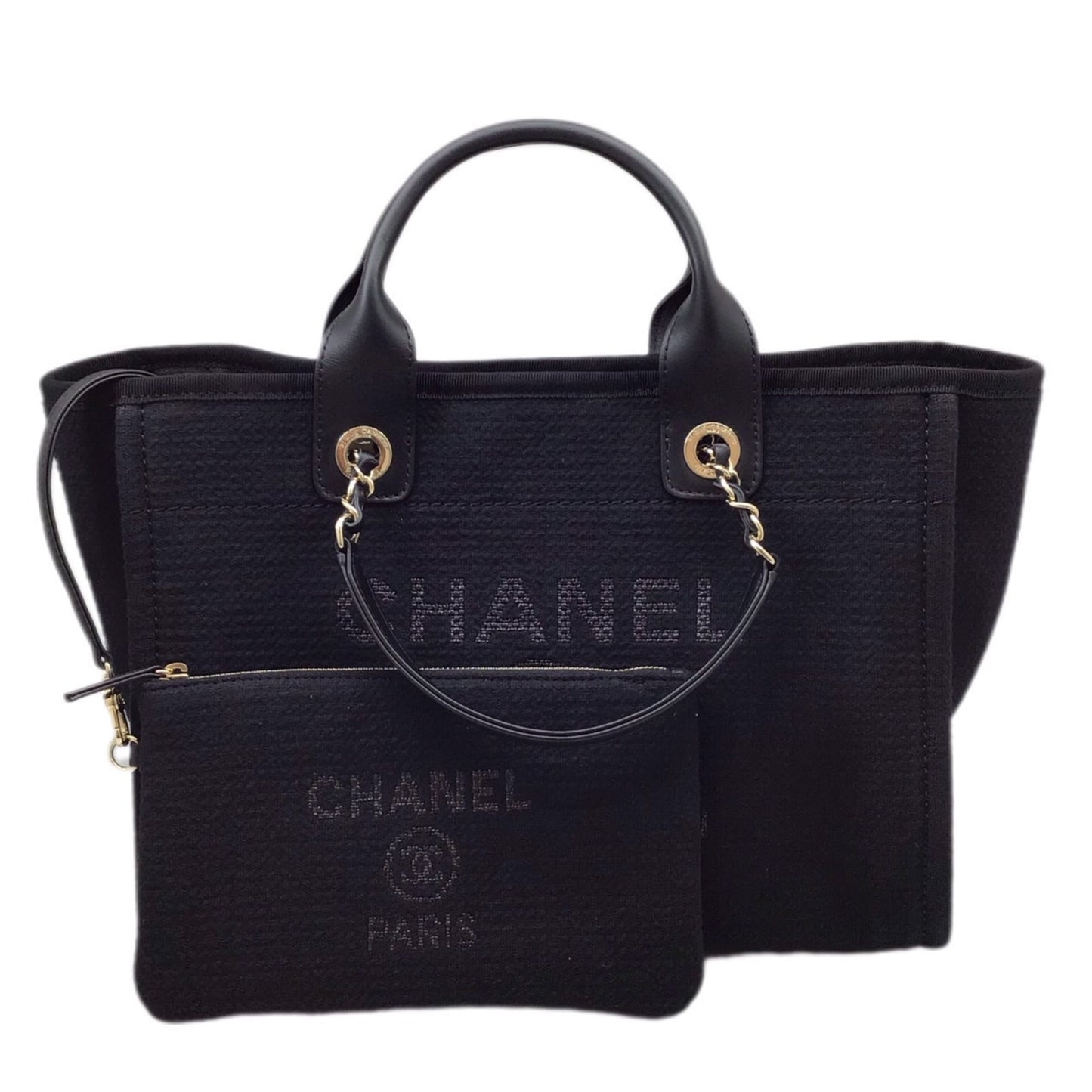 Luxury Chanel Deauville AS3257 Black Tote Bag Handbag Shoulder Women Men Unisex