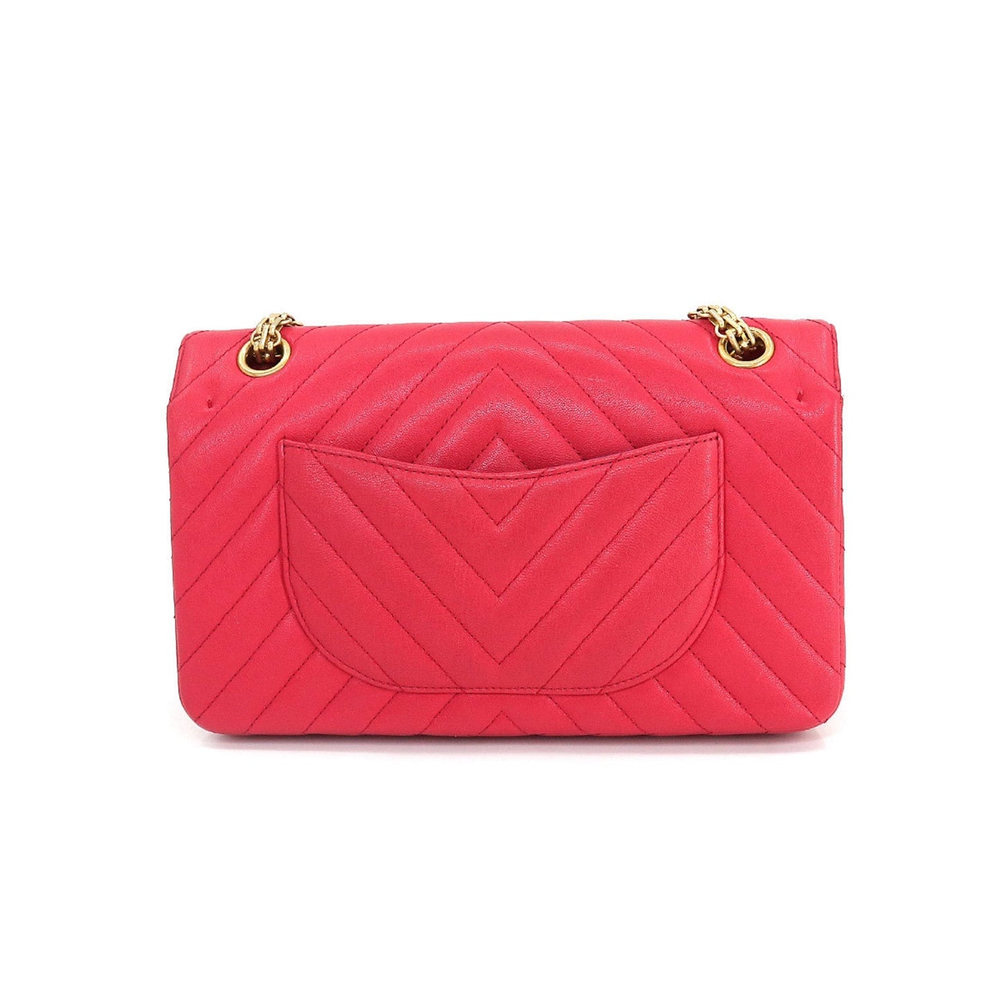 Luxury Chanel 2.55 Chevron V stitch chain shoulder bag leather red A37586 gold metal fittings Bag