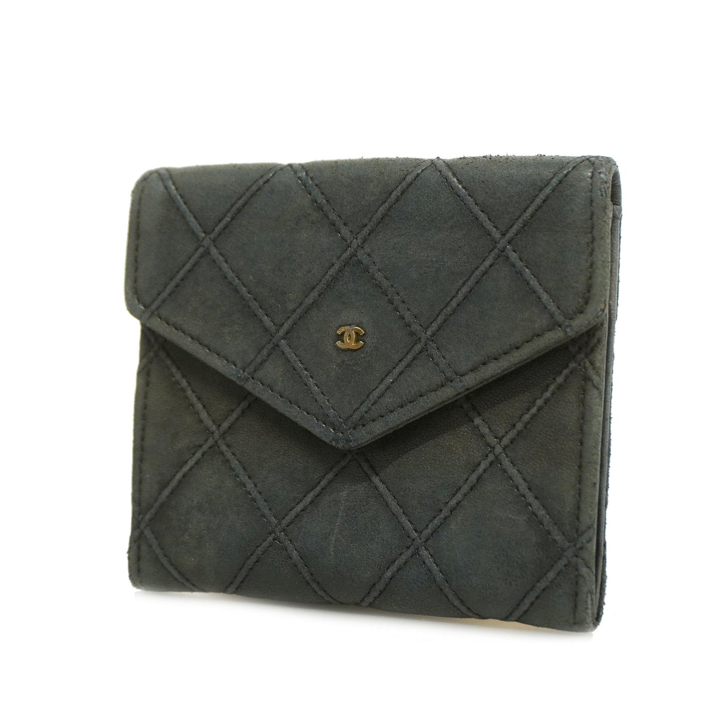 CHANELAuth  Bicolor Gold Metal Fittings Lambskin Coin Purse/coin Case Black