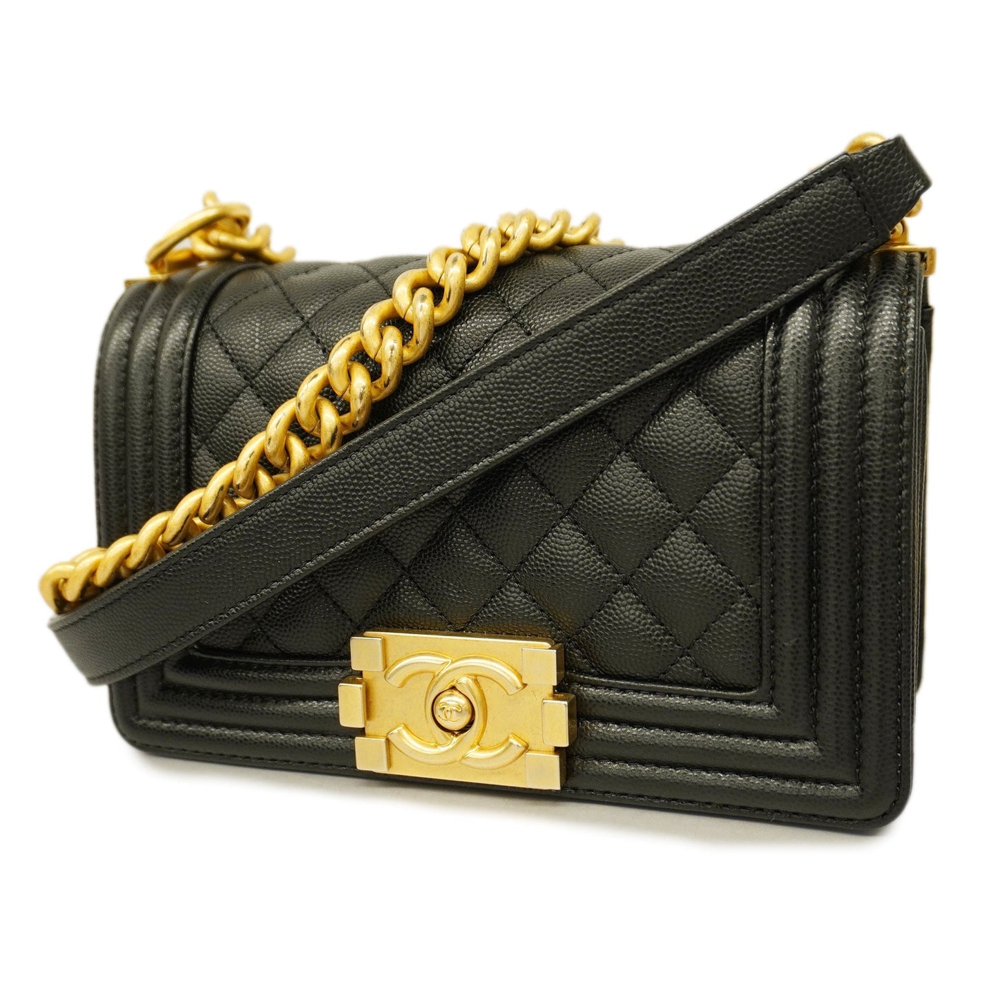CHANELAuth  Boy  Chain Shoulder Bag Black
