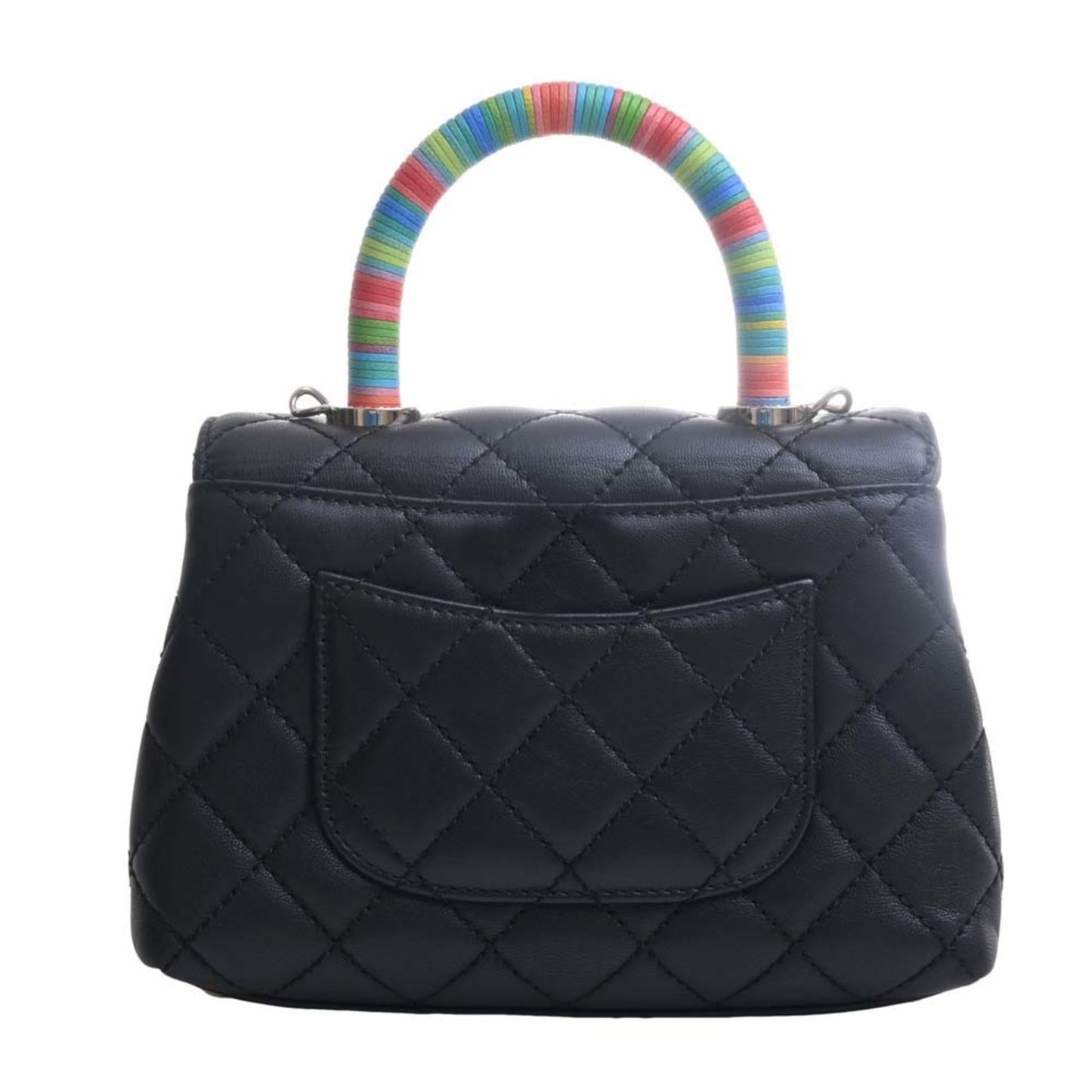 Luxury Chanel Leather Matelasse Coco Mark Chain Shoulder Bag Black/Multicolor Women's