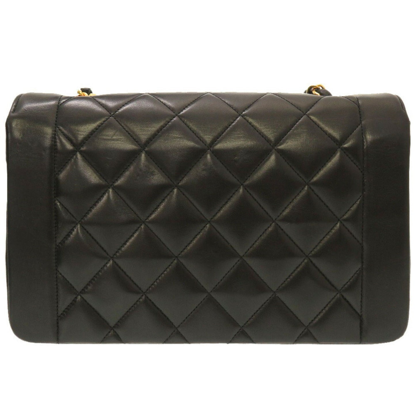 Luxury Chanel Diana 25 Medium Matelasse Lambskin Black Gold Chain Shoulder Bag Cocomark Turnlock