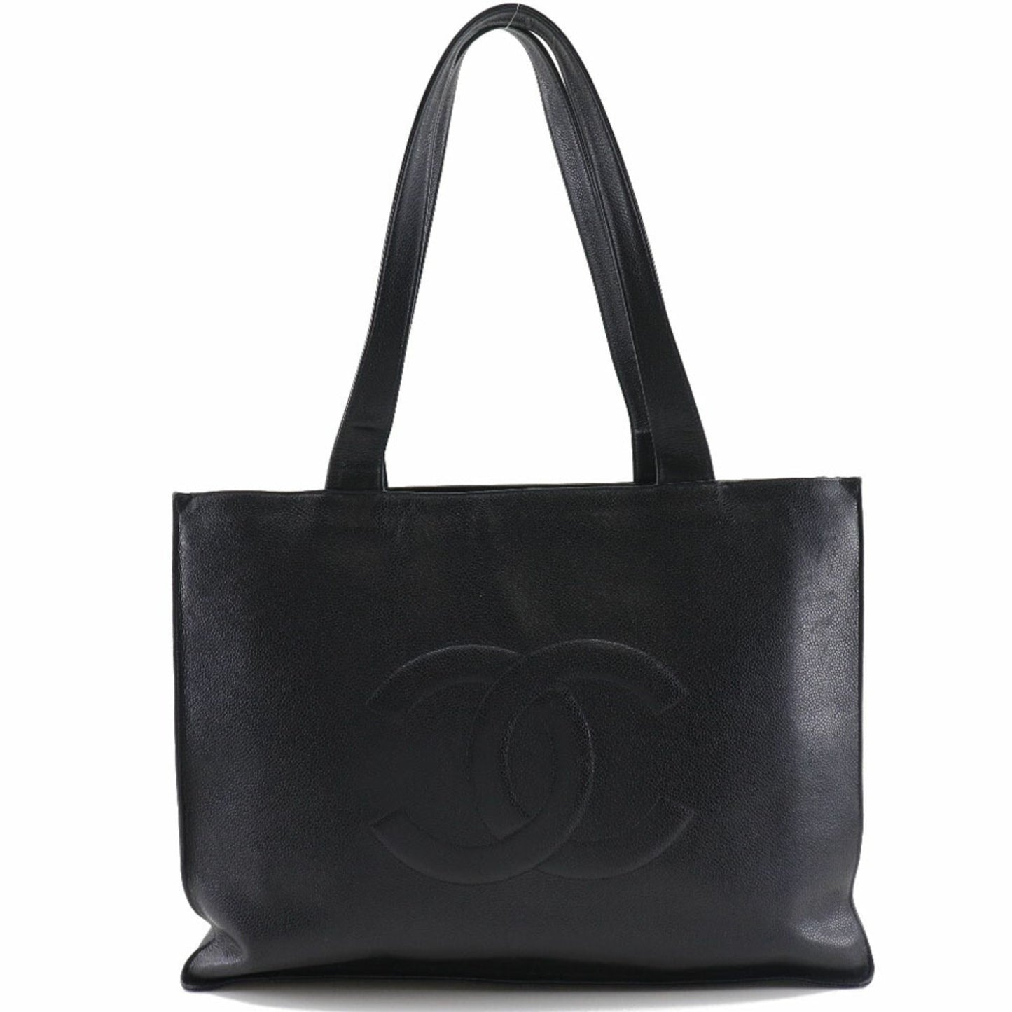 Luxury Chanel Coco Mark Matte Caviar Skin Black Women's Tote Bag