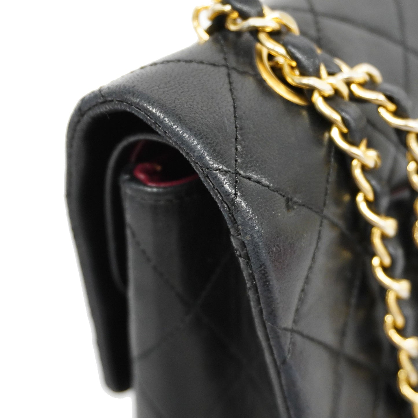 CHANEL  Matelasse W Flap W Chain Lambskin Women's Leather Shoulder Bag Black