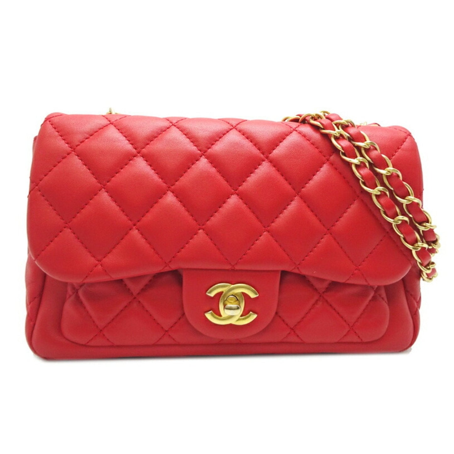 Luxury Chanel Matelasse 23 Chain Shoulder Women's Bag Lambskin Red