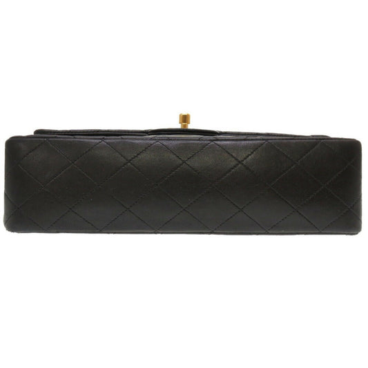 CHANEL Matelasse Lambskin Black Double Flap No.4 Gold Chain Shoulder Bag