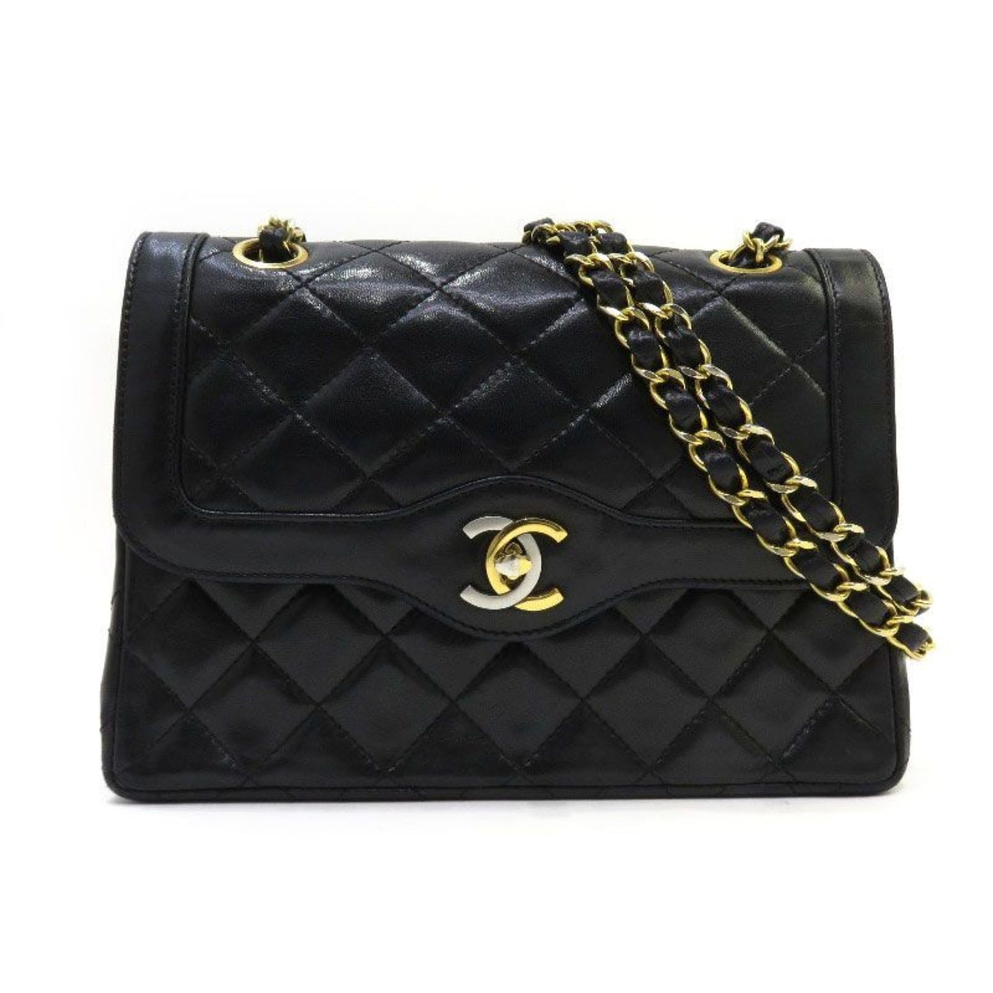 Chanel matelasse Paris limited W chain flap shoulder bag gold silver metal fittings