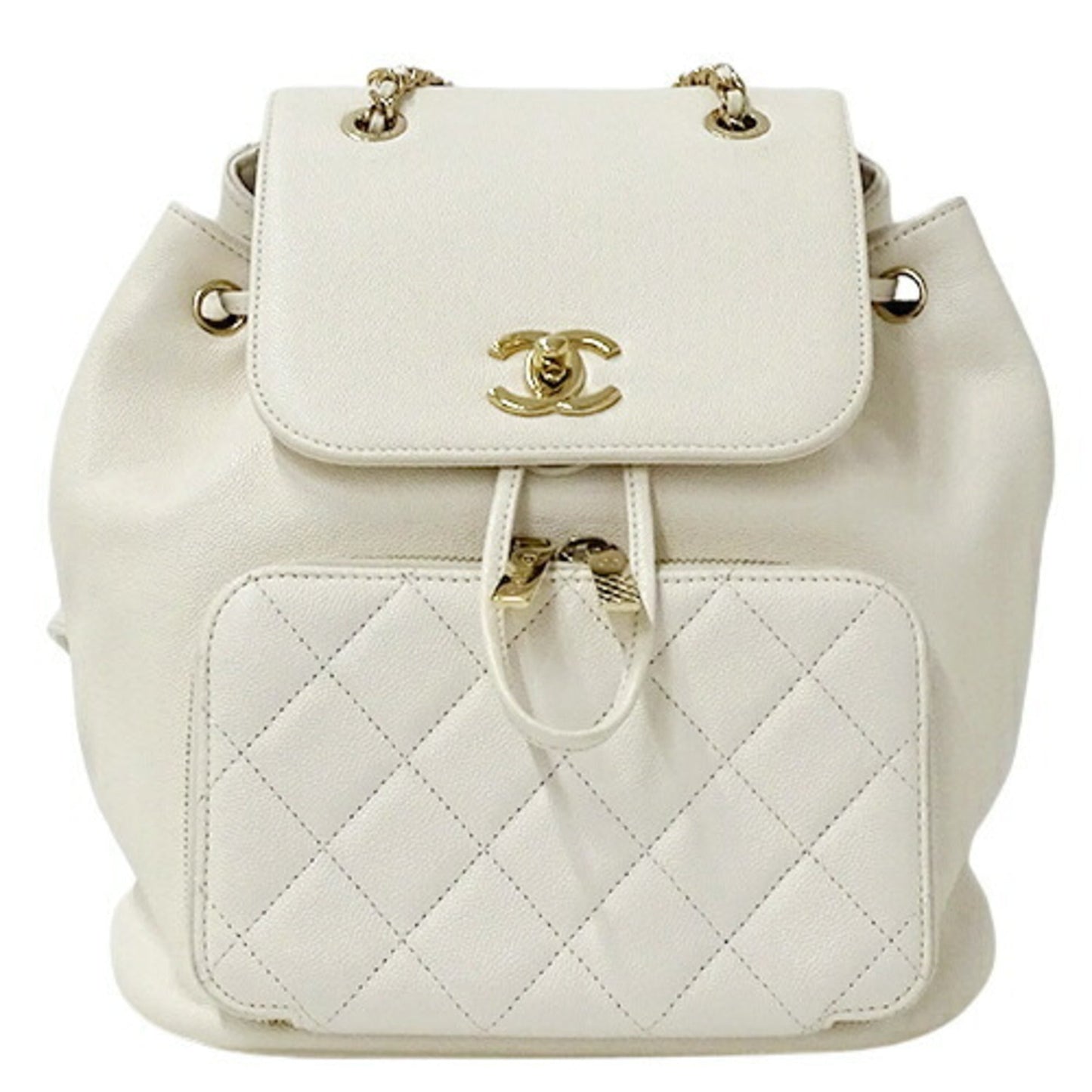 Luxury Chanel Bag Matelasse Women's Backpack Caviar Skin White