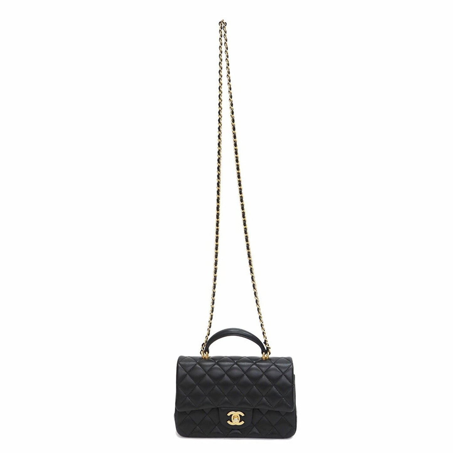 Chanel flap bag lambskin matelasse black shoulder ladies