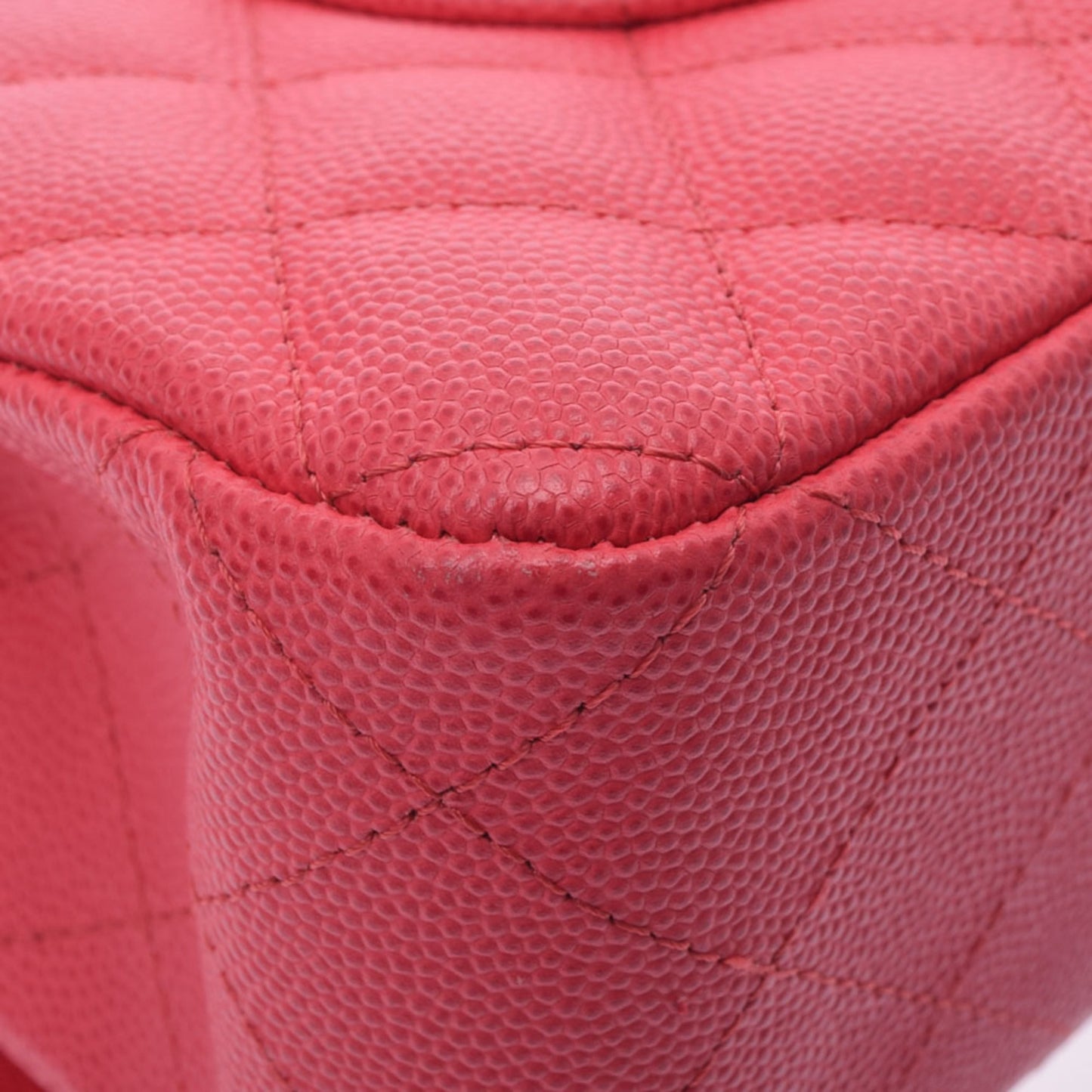 Chanel matelasse W flap chain shoulder 25.5cm pink ladies caviar skin bag