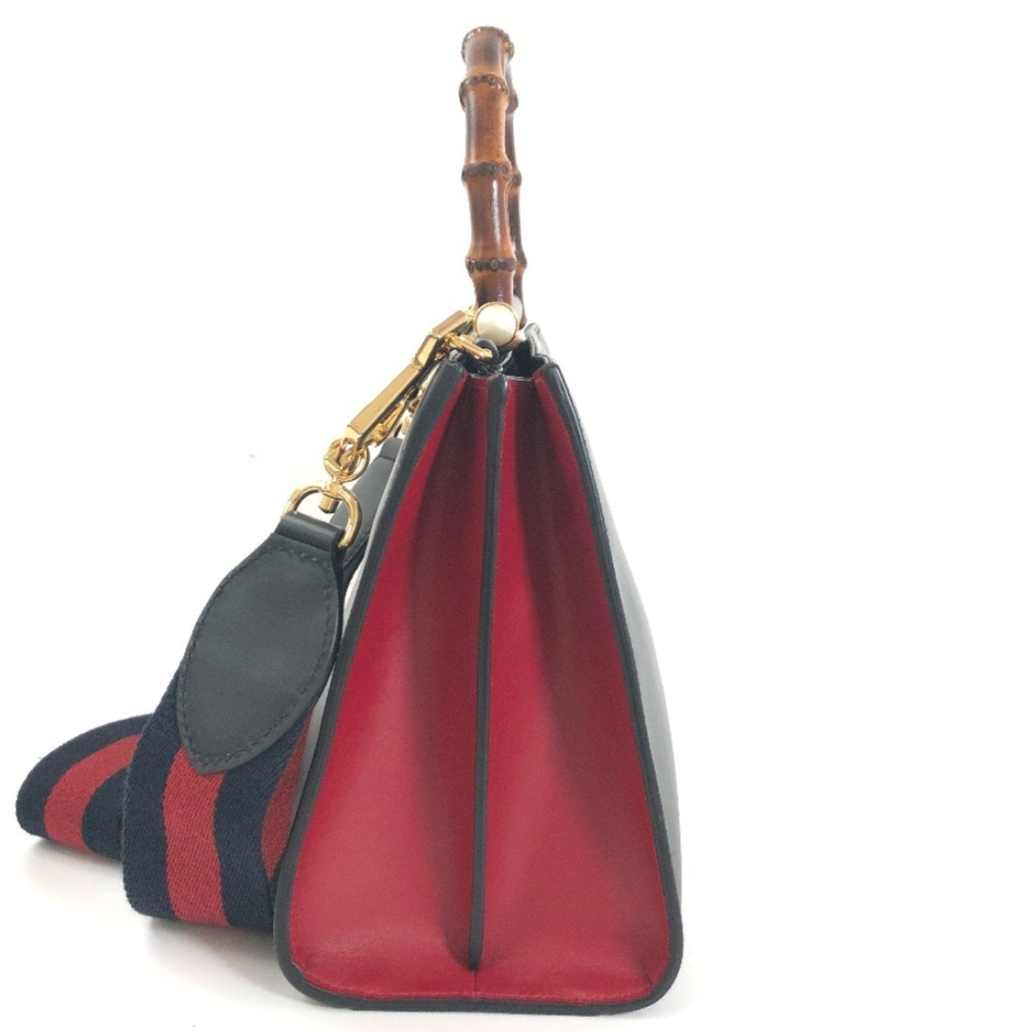 Luxury Gucci Shoulder Bag Bamboo Nim Fair Hand 459076 Leather Black Ladies