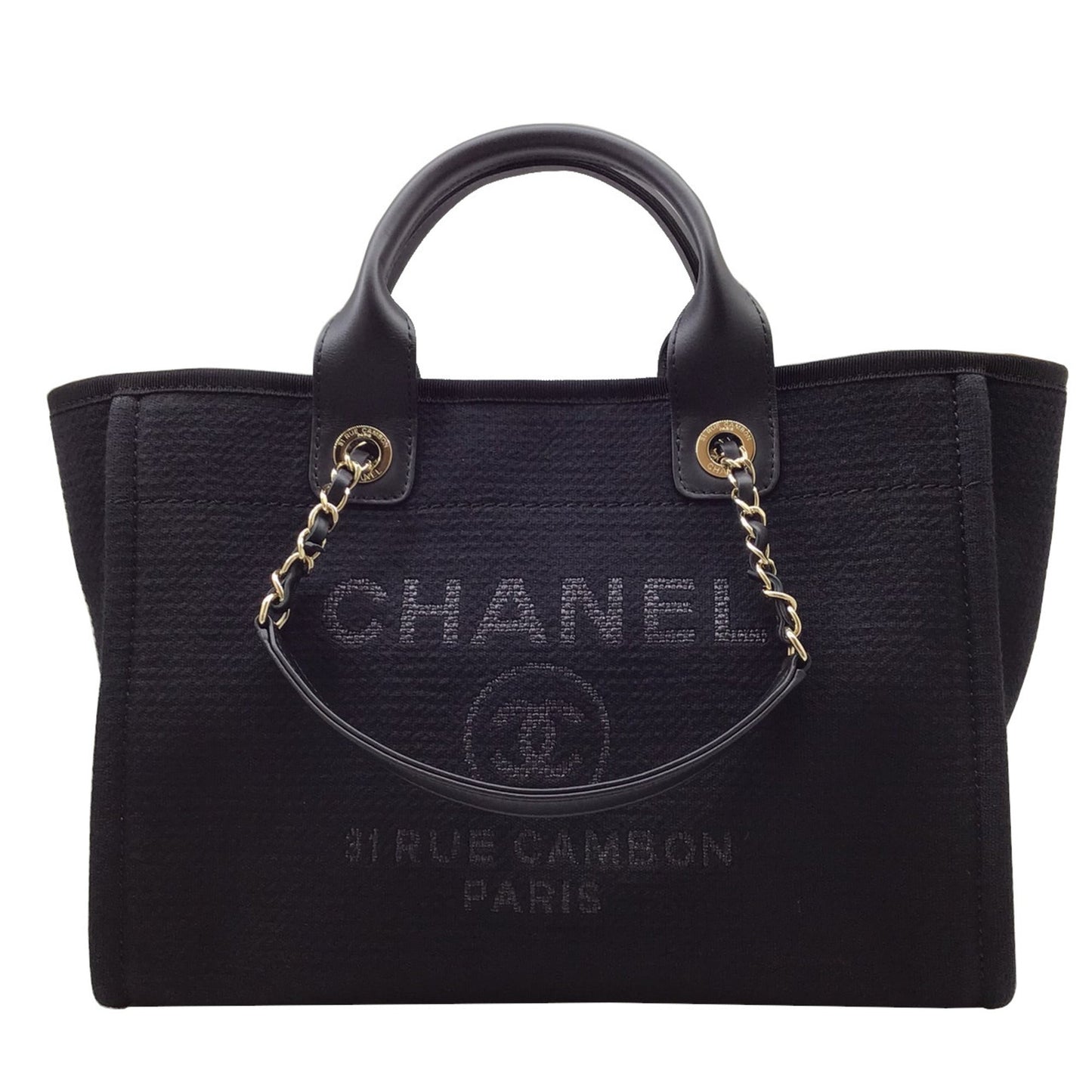 Luxury Chanel Deauville AS3257 Black Tote Bag Handbag Shoulder Women Men Unisex