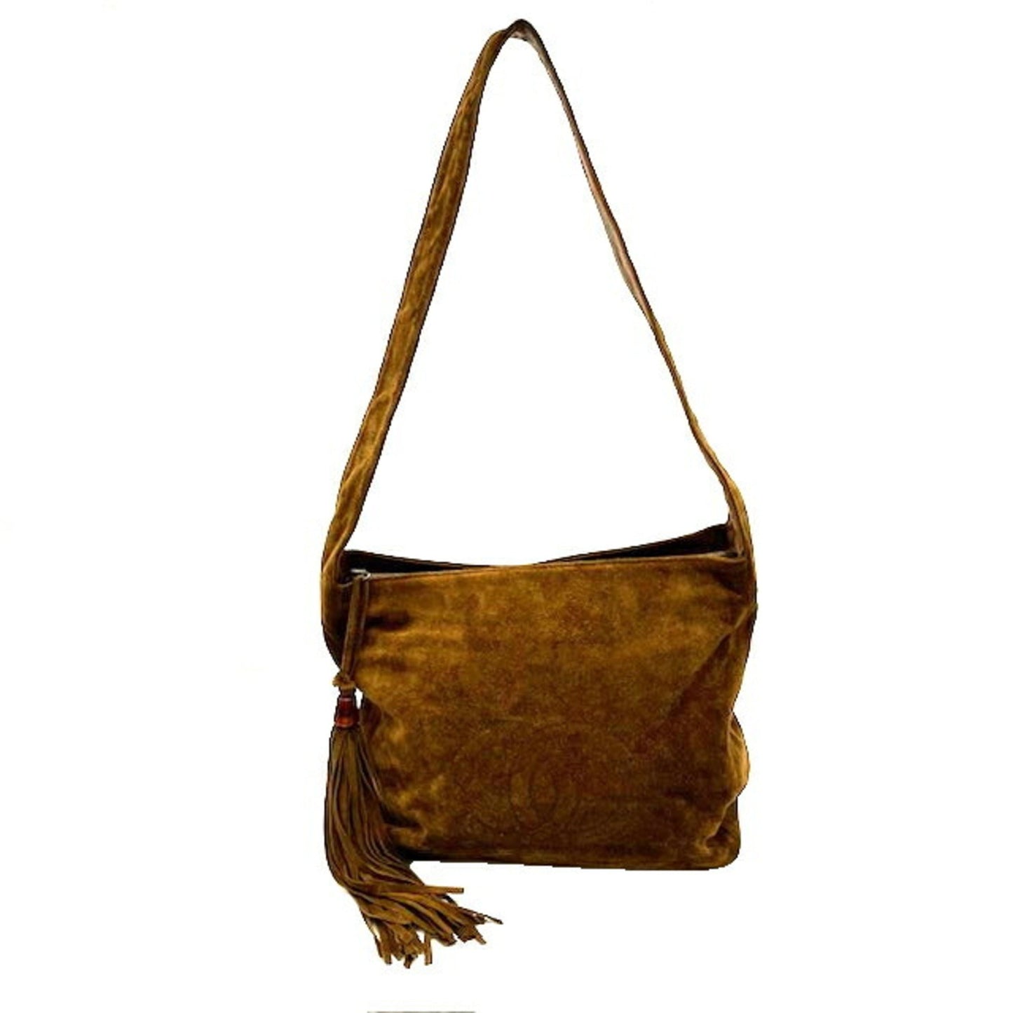 Luxury Chanel Shoulder bag suede brown one shoulder here mark
