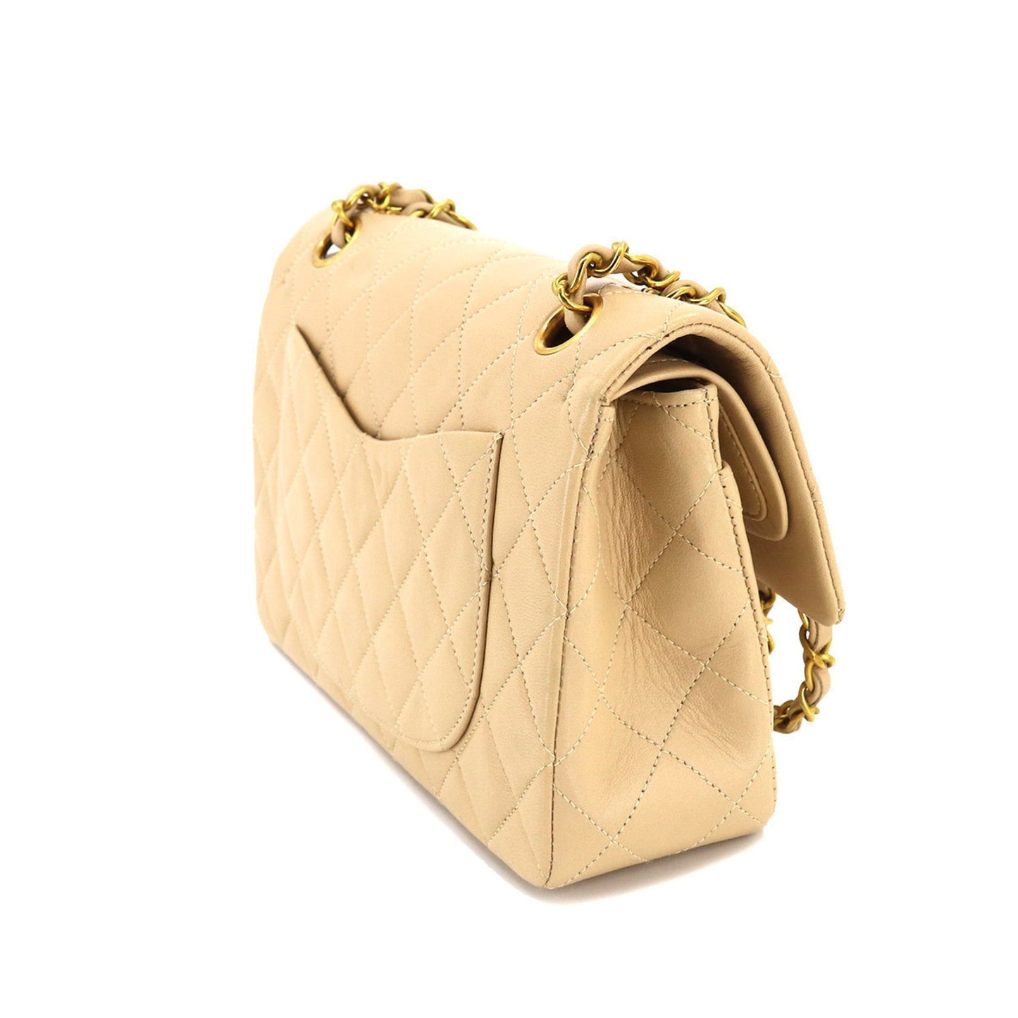 Luxury Chanel Matelasse 23 Chain Shoulder Bag Leather Beige A01113 Vintage Coco Mark Gold Hardware