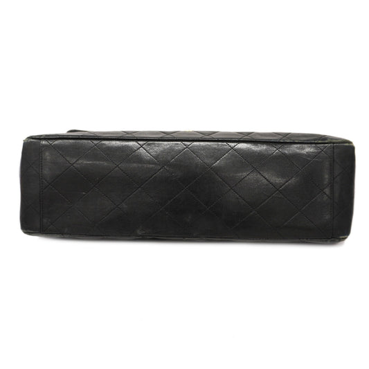 CHANEL  Big Matelasse W Chain Women's Leather Shoulder Bag Black