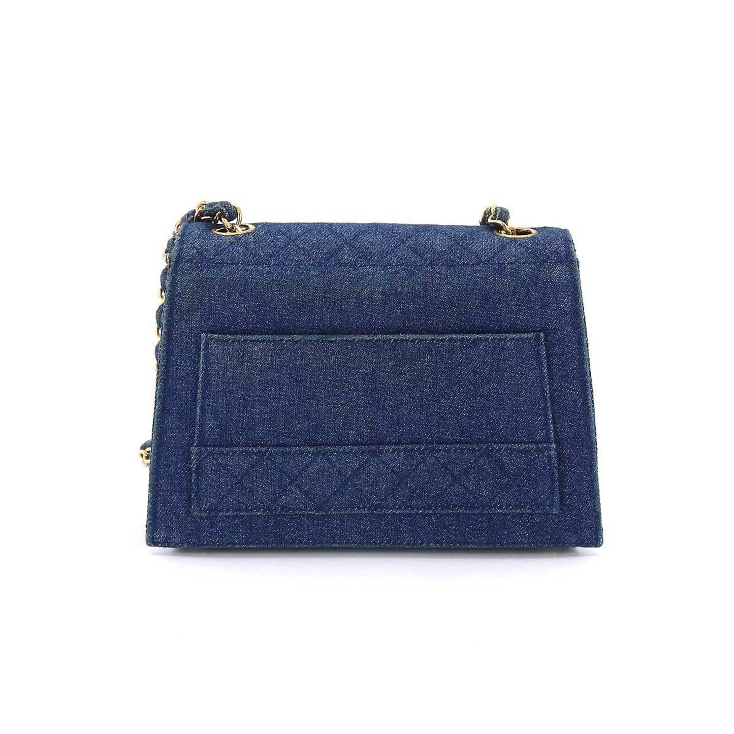 Luxury Chanel Chain Shoulder Bag Denim Blue Gold Hardware Vintage Matelasse