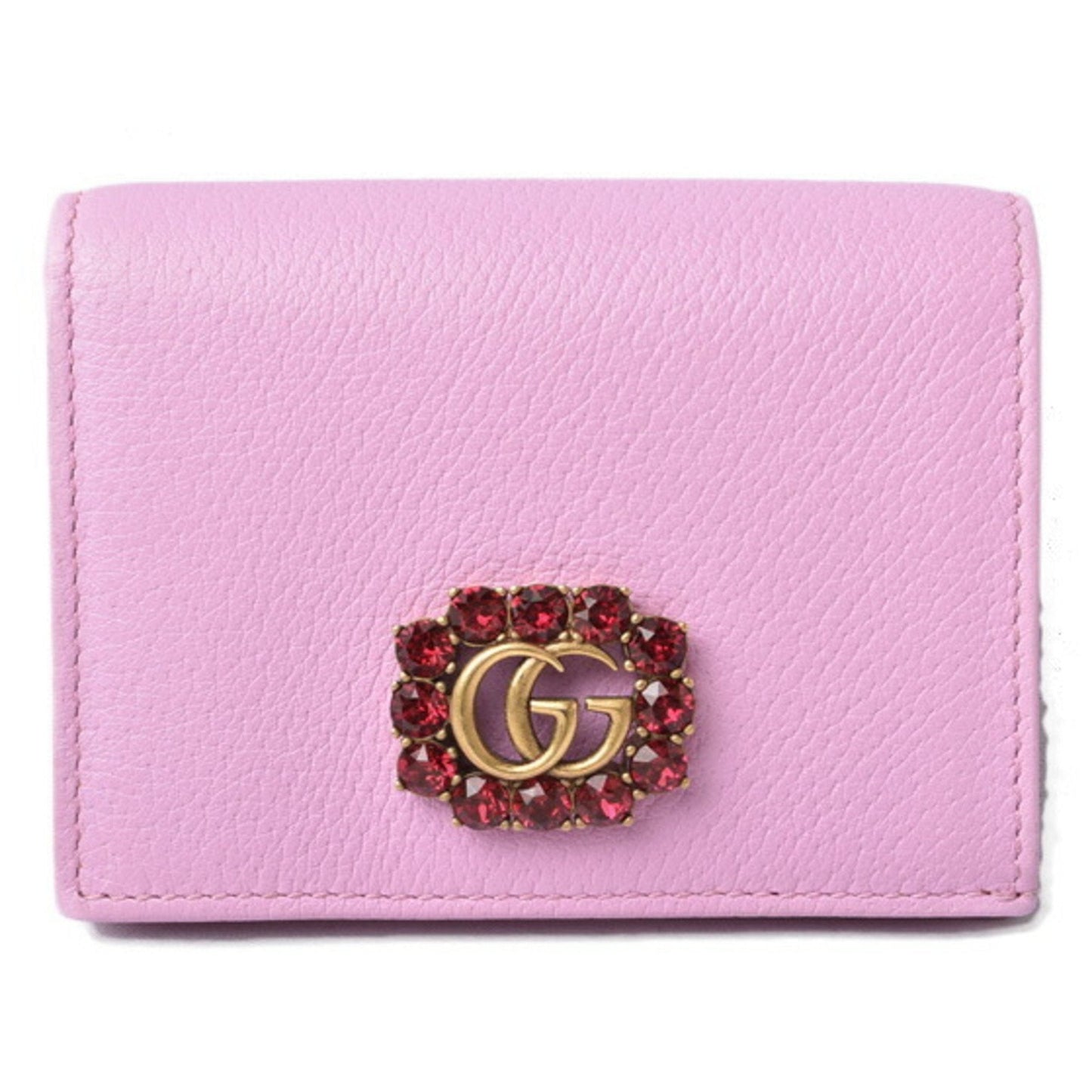 Luxury Gucci mini wallet / coin case Luxury Gucci folding 499783 GG Marmont rhinestone rose pink