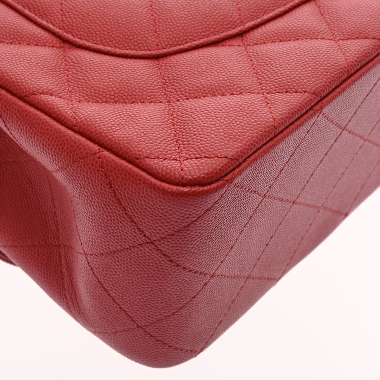 CHANEL matelasse double flap chain shoulder 30 red ladies caviar skin bag